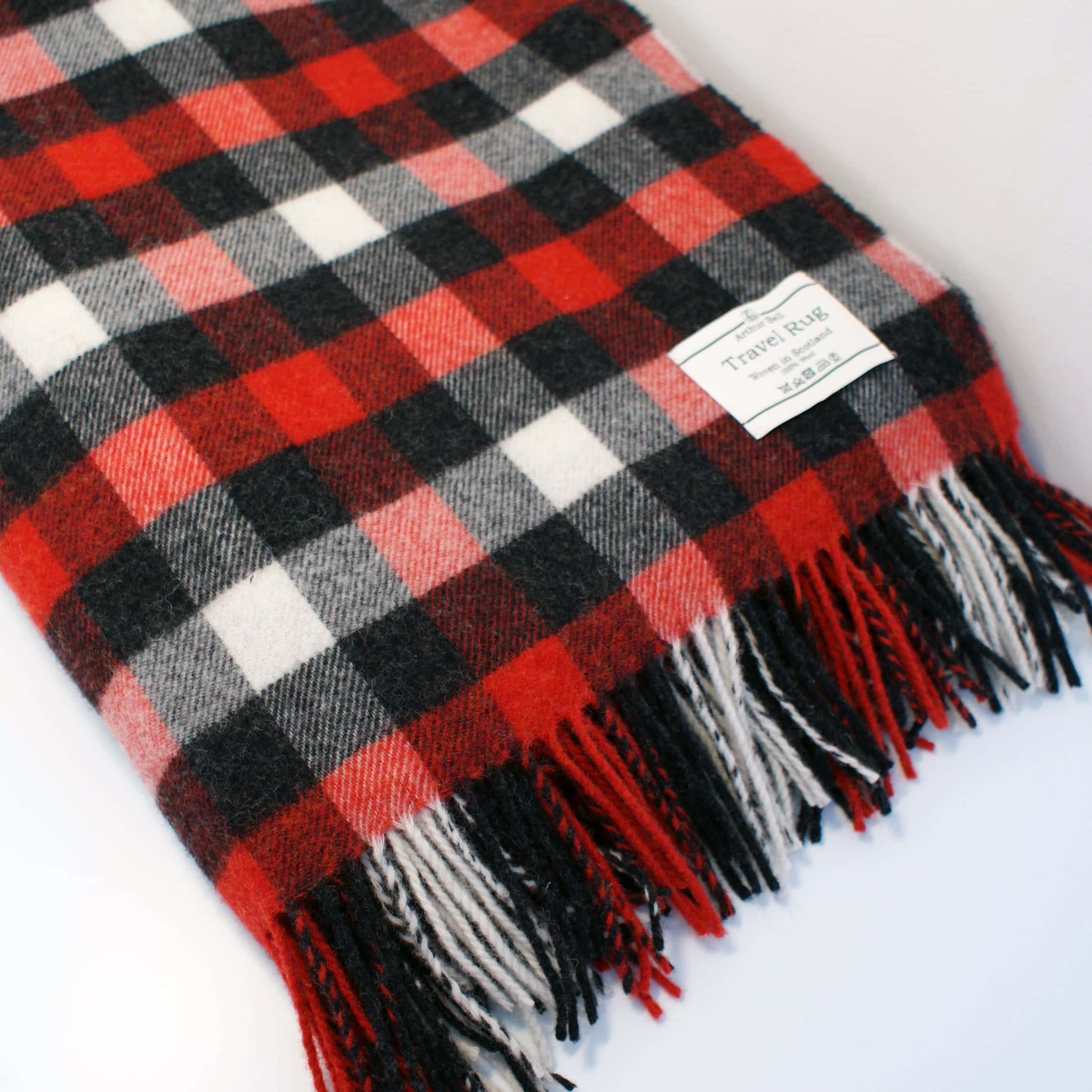 Travel Rug, Buffalo, Graphite & Red